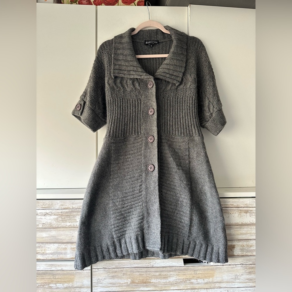 Marystyle Made in Italy Charcoal Wool Blend Sweater Dress Size M